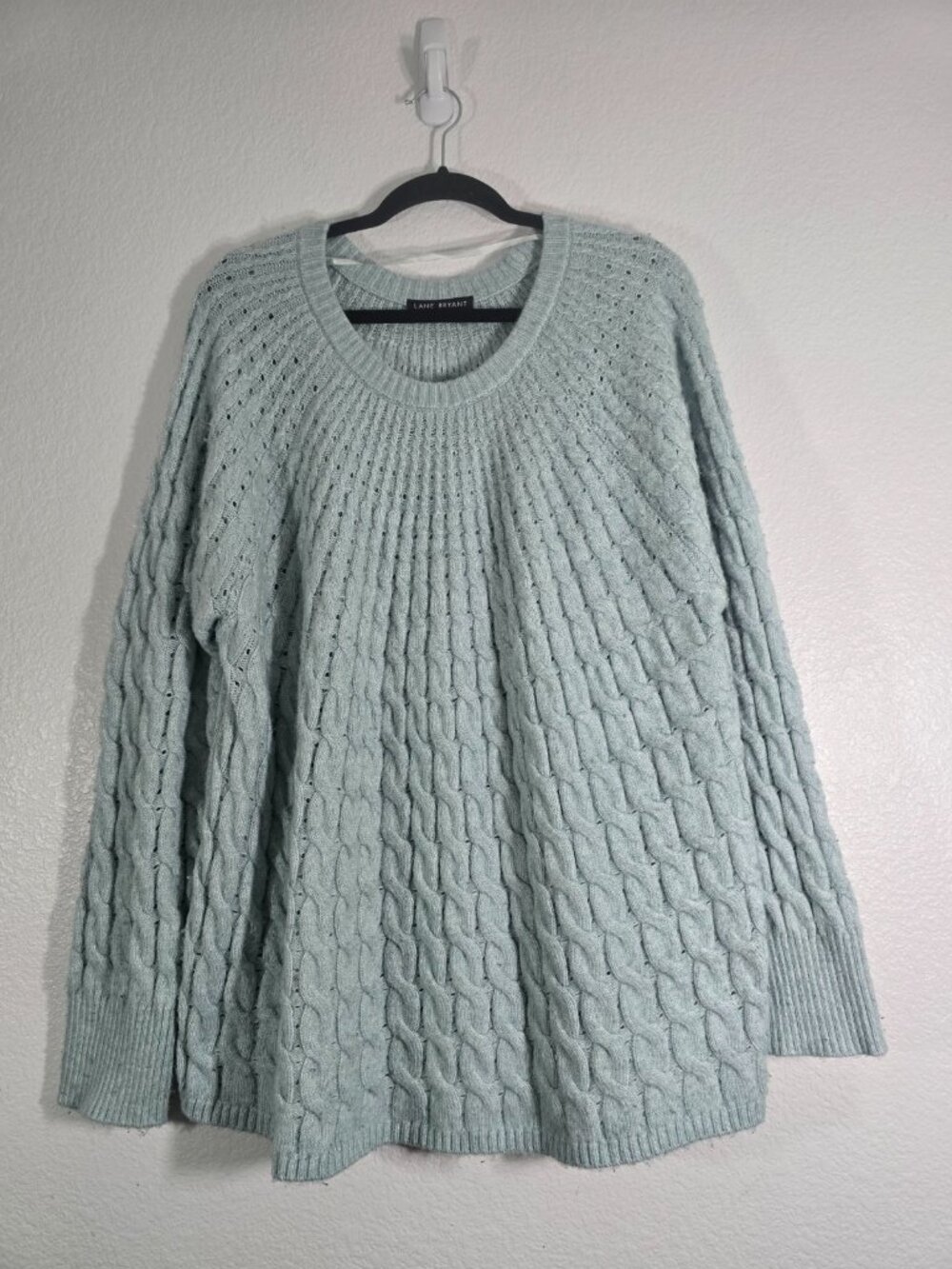 Lane Bryant Cable Knit Sweater Women Plus Size 22-24 Blue Pullover Fall Winter